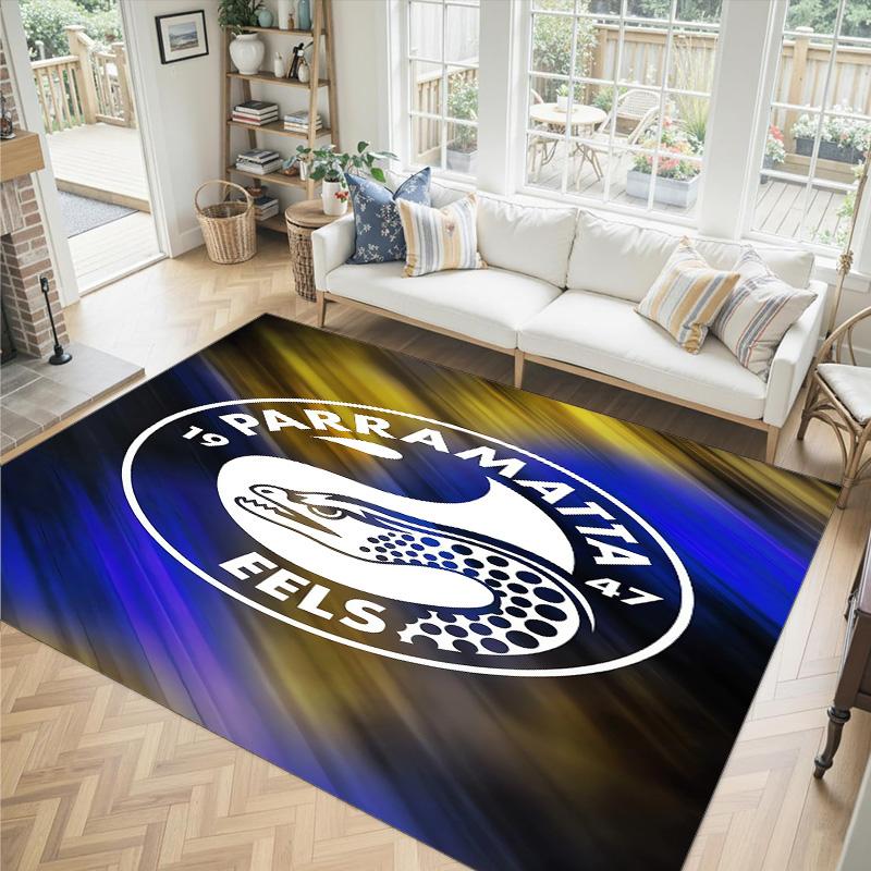 Parramatta Eels Design Crystal Velvet Carpet Cozy Non?Slip Printed Rug For Bedroom Living Room Entrance
