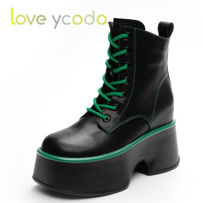 Модные повседневные ботинки Marton из натуральной кожи на супер толстой подошве для женщин и девочек на весну и осень