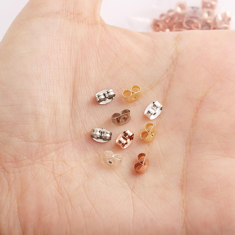 50pcs 100pcs 6x4.5mm Stainless Steel Earrings Back Gold Tone Rose Gold Butterfly Ear Nuts Stopper DIY Jewelry Making Supplies