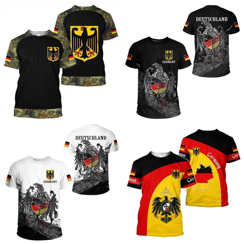 Deutschland German Germany 3D Print National Flag Eagle Unisex Men Women MMA Kick Boxing Muay Thai T Shirt Quick Dry Short Sleeve Streetwear Vintage