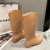 Модные новые высокие резиновые сапоги женские взрослые бархатные теплые нескользящие водные ботинки ботинки с высоким голенищем холодные дождевые сапоги