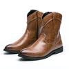 High Quality Casual Leather Boots Men Trend Western Cowboy Boots Shoes Male Outdoor High Top British Men's Boots Comfortable