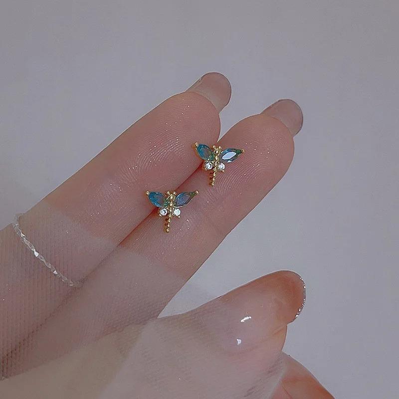Insect Stud Earrings for Women Zircon Dragonfly Earrings Small Exquisite Design Jewelry Female Simple Accessories Girls Gift Butterfly Stud Earrings