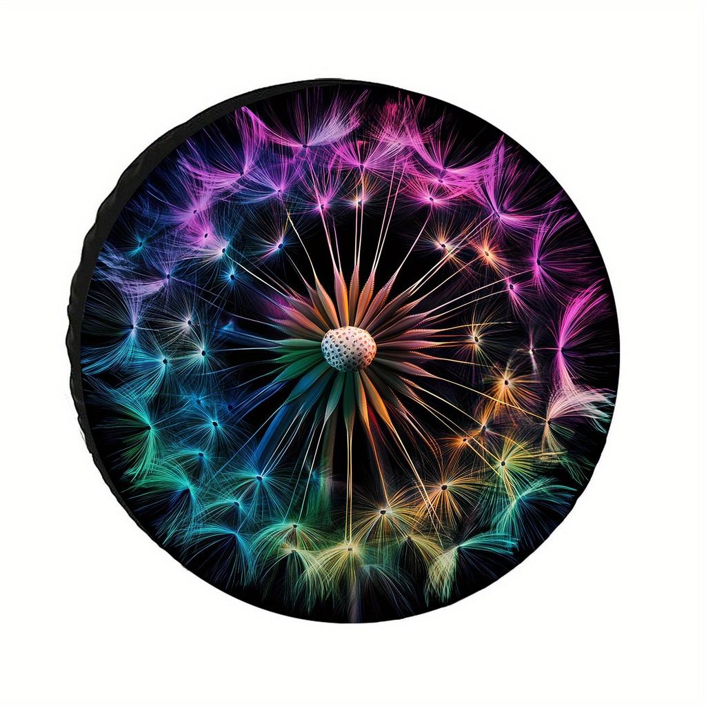 Colorful Dandelion Spare Tire Cover Waterproof Durable Polyester SUV Truck Protection