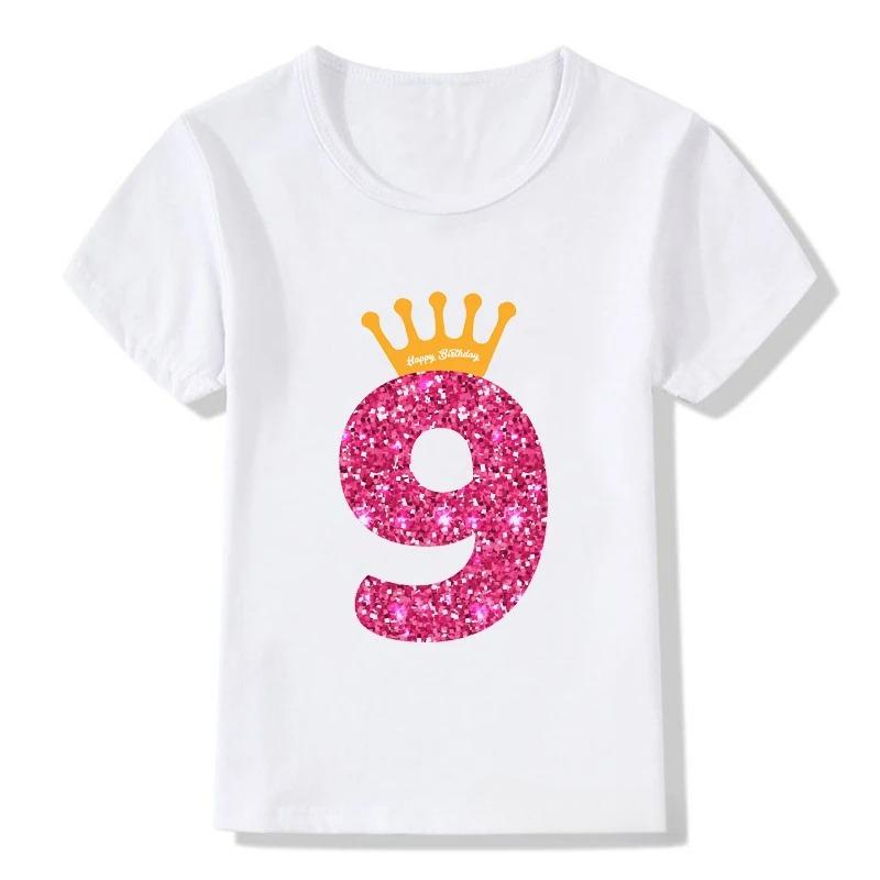 New Childrens Birthday Digital Cartoon Printed Summer GirlBoy Casual Comfortable Cotton Short sleeved Tshirt Top