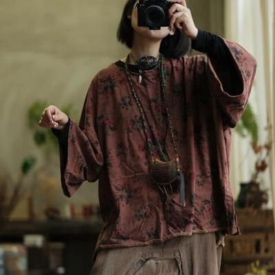 Женские футболки с весенним принтом и цветочным принтом, повседневные свободные футболки с длинным рукавом и круглым вырезом