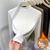 Женская облегающая рубашка с воротником-стойкой на флисовой подкладке, тонкий начесанный флис, с длинным рукавом, Осень/Зима 2025