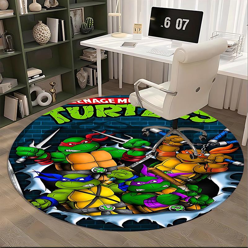 Черепашки-ниндзя, TMNT Коврик под стул Круглый ковер Ковер для офиса, Машинная стирка, Нескользящий, Подходит для гостиных, спален