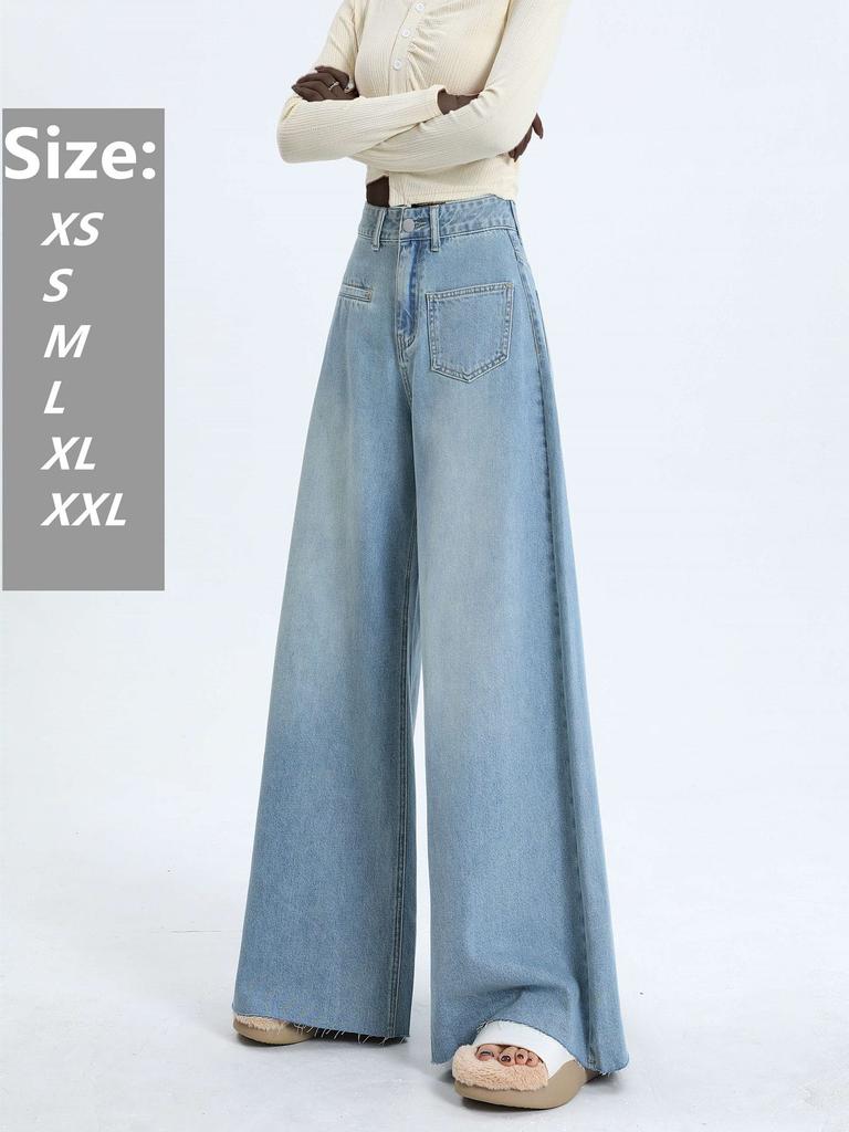 Женские джинсы с высокой посадкой Puffanpop, джинсовые брюки с широкими штанинами в стиле ретро, свободные прямые повседневные брюки с необработанным краем, джинсы-бойфренды