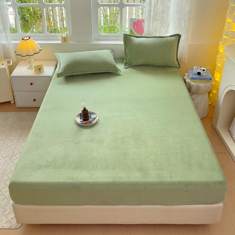 Solid Color Milk Velvet Mattress Cover Set - Thick, Warm, Full-Surround Protection