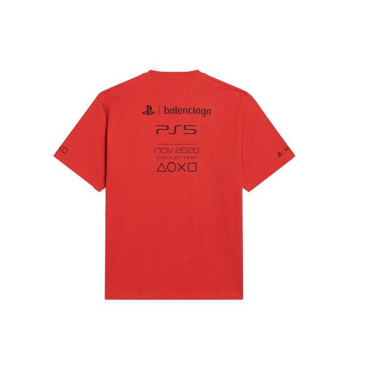 Balenciaga X PlayStation FW21 Футболка Унисекс Красная 651795TKVF36552
