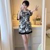 Ice silk pajamas women's summer short-sleeved new Chinese ink painting high-end lace edge thin loungewear set