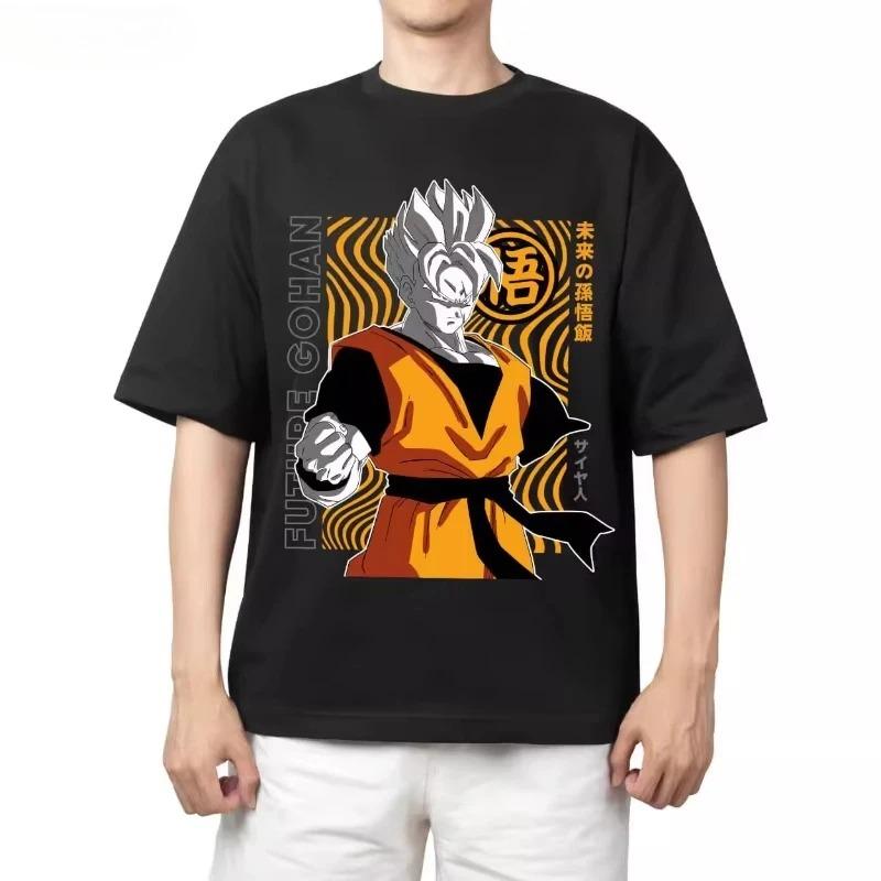 Мужская ретро-футболка в американском винтажном стиле с принтом Dragon Ball, свободный большой размер, короткий рукав, 100% хлопок, модная, 2026, стиль GYM