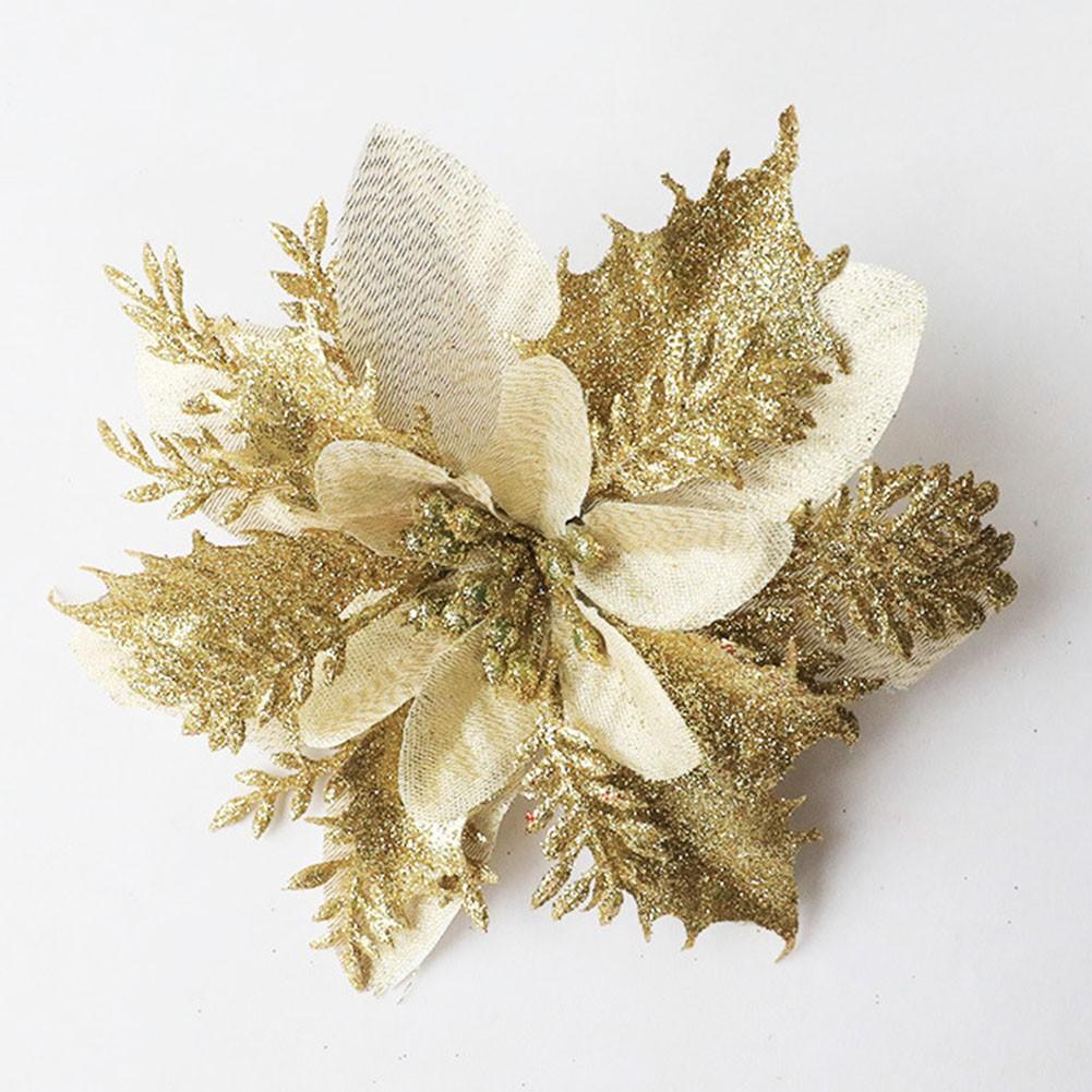 Рождественская пуансеттия, блестящий цветок, подвесное украшение для рождественской вечеринки, елки