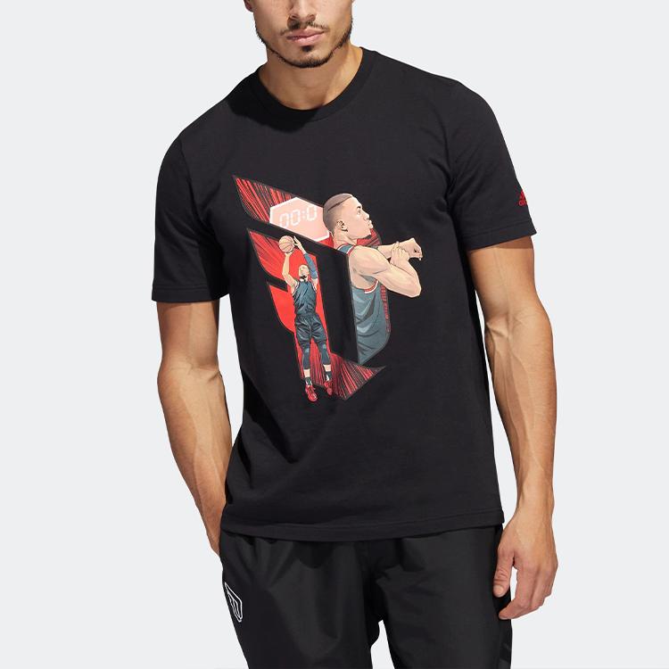 Adidas Dame Баскетбольная спортивная футболка с круглым вырезом и короткими рукавами, мужские топы, черные HS4322