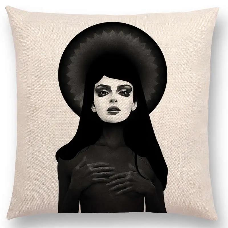 New Black White Style Wonder GirlSofa Pillow Case Elegant Lady Miracle Beauty Portrait Noble Mind Gorgeous Ideas Cushion Cover