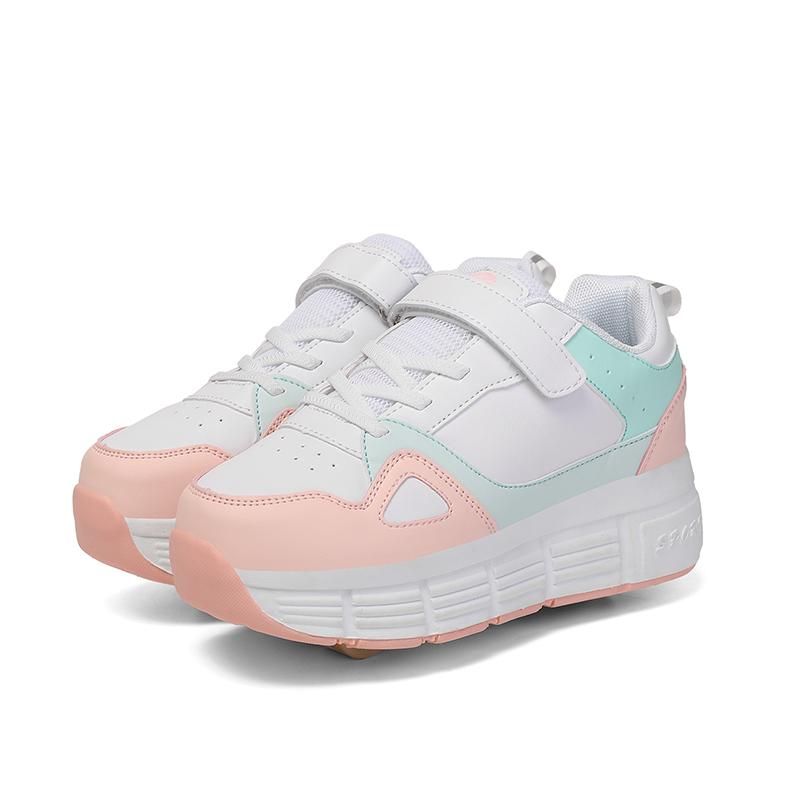 Boy's Plus Size Fashionable Thick Soled Roller Skates Girl's Wheeled Sports Shoes Outdoor Sneaker