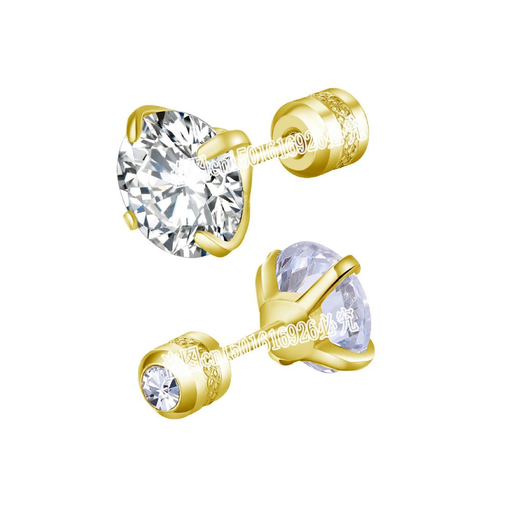 Stainless Steel 4 Color CZ Zircon korean Earrings For Women Crystal Screw Titanium Steel Ear Studs Anti Allergic Body Jewelry