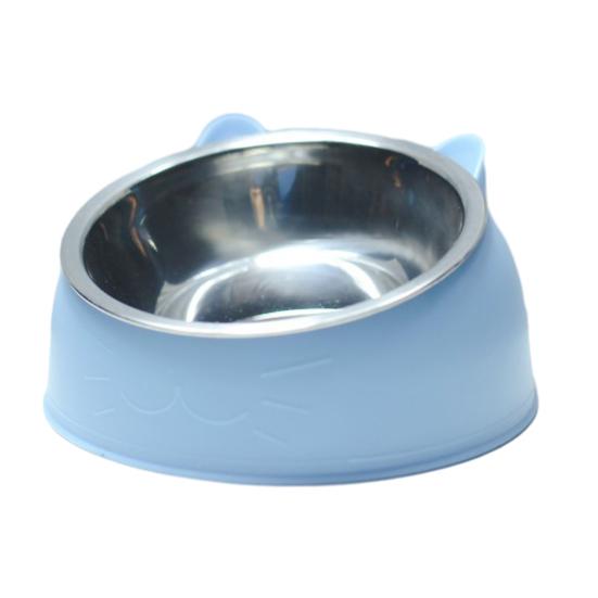 Raised Cat Food Bowl 15-degree Tilted Elevated Pet Feeder Bowl Anti Spill Stainless Steel Pet Food Dish for Dogs And Cats To Protect Pet's Spine