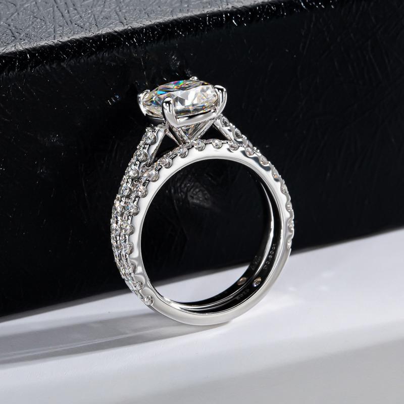 Bague Ringen Роскошное кольцо с муассанитом цвета D 3,0 карата, женские ювелирные изделия из стерлингового серебра 925 пробы с четырьмя когтями, свадебные комплекты для свадьбы