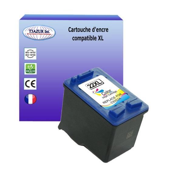 Cartouche compatible T3AZUR HP 22XL (C9352AE/C9352CE) Couleur 16 ml Haute capacité - pour DeskJet F2100/2200