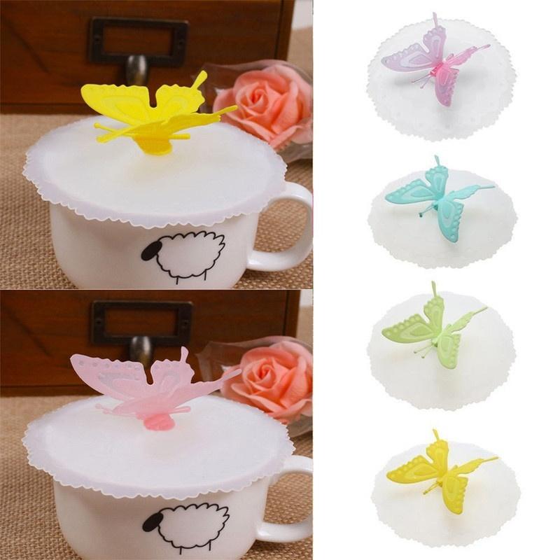 Butterfly Silicone Leakproof Coffee Suction Lid Cap Airtight Seal Cup Cover