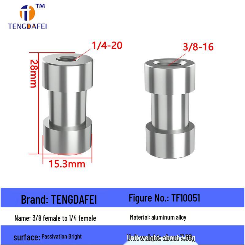 Reversible 1/4" Male To 3/8" Female Adapter for Camera Tripod Ball Head with M4-M8 Conversion Screws