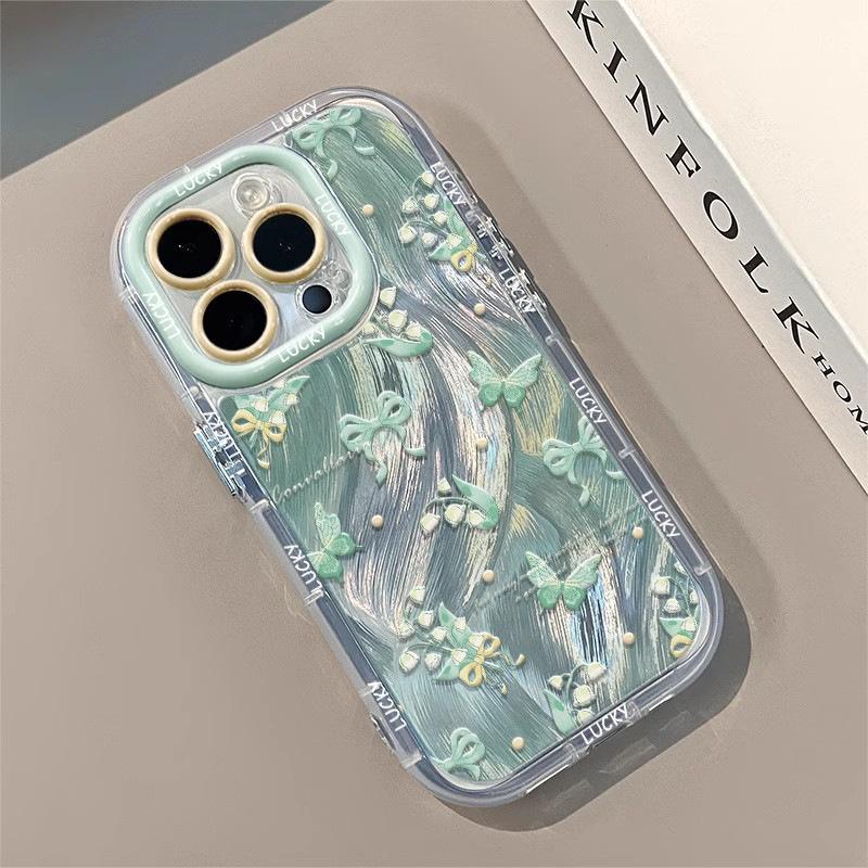 Water Rippled Butterfly Applicable To Apple 16promax Cream Feather Yarn Transparent 14 Mobile Phone Case IPhone 13 Cute