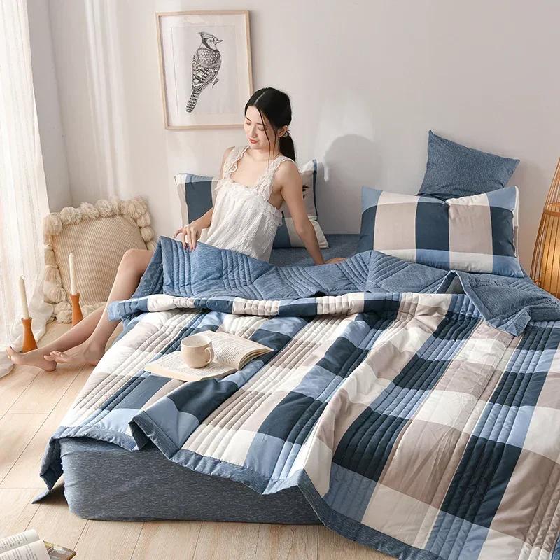 2027 Quilted Spring Summer Quilt Queen King Size Soft Comfortable Quilts Machine Washable Single Double Blanket for Bed Comforter