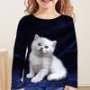 Детская одежда Футболки для девочек с длинным рукавом 3D мультяшный принт кошки Детская весенне-осенняя одежда Повседневные топы с круглым вырезом для девочек