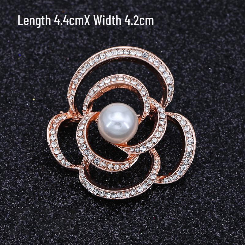 Модная брошь с бантом: Металлические украшения с жемчугом и стразами в виде цветка