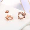 Top Quality Luxury Gold Heart Rose Gold Color Stud Earrings Jewelry Austrian Crystal ZYE030 ZYE031