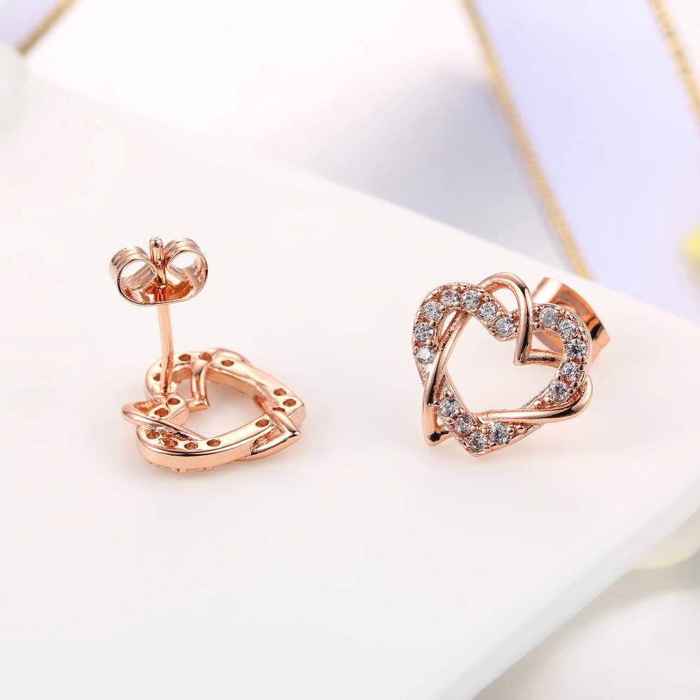 Top Quality Luxury Gold Heart Rose Gold Color Stud Earrings Jewelry Austrian Crystal ZYE030 ZYE031