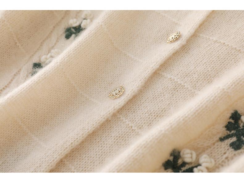 Кардиган из вышитой шерсти в корейском стиле, с высоким дизайном, с круглым вырезом, с длинным рукавом, трикотажное изделие для весны и осени