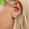 Pink Gradual Change Cherry Blossom Stud Earrings, Romantic Flower S925 Sterling Silver Exquisite Earrings Birthday Gift