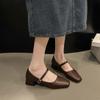 Модные женские лоферы с квадратным носком, осенние туфли на среднем каблуке, неглубокие кожаные туфли, женская мода 2025, тренд, модный бренд, удобные для ходьбы, zapatos mujer