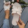 Beige Open Heeled Flat Women's Shoes Leather Sandals Bathroom Slippers Beach Footwear Comfortable Slip-On Sandals for Women