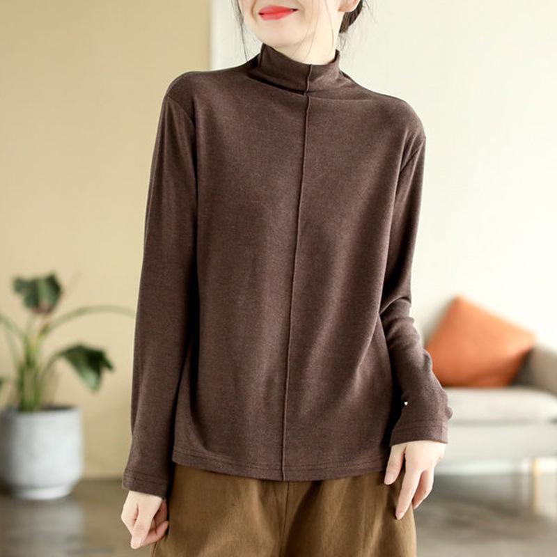 Женская универсальная вельветовая рубашка пэчворк с полувысоким воротником - Осень/Зима 2025