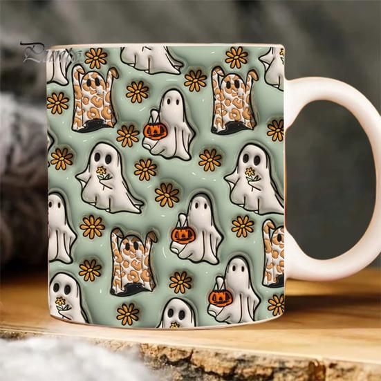 Кофейная кружка на Хэллоуин, керамическая кружка с тыквой, призрачным черепом и ручкой, стакан для сладостей, украшение для домашней вечеринки