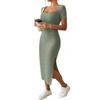 Summer Dress Women Satin Fabric Bodycon Open Slit Casual Elegant For Office Wear