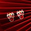 Серьги-гвоздики в китайском стиле, красный маленький лев, колокольчик, кулон, серьги, женские новогодние праздничные ювелирные изделия, подарок