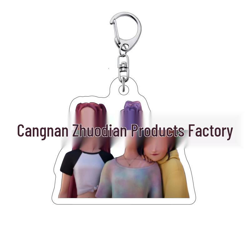 K-pop Брелок для ключей с женской группой «Охотники на демонов»: Милый акриловый брелок для школьной сумки Lumi, Zoe, Mira & Qin Yu