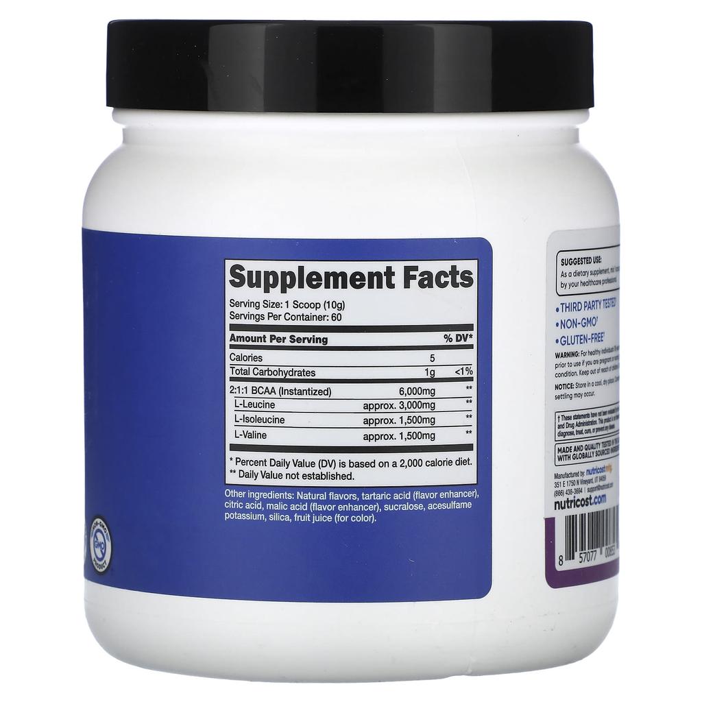 Athletic Performance, Bcaa, Grape Flavor, 600G (1.3Lb)