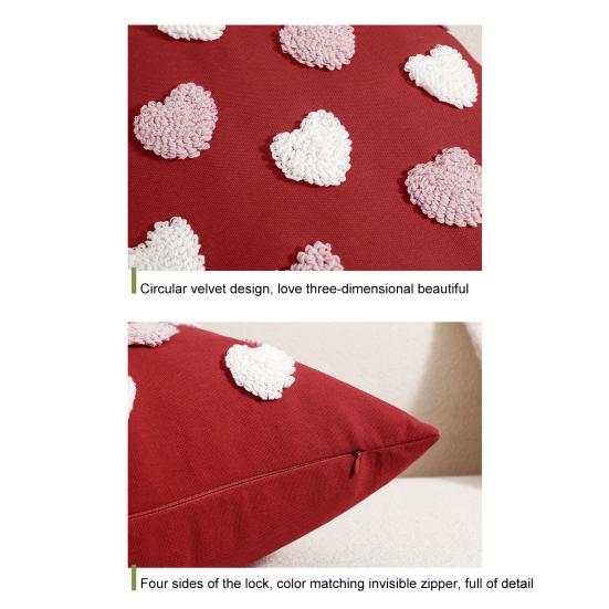 Наволочка на День святого Валентина с вышивкой в виде 3D-сердца, короткая, плюшевая, блестящая, 45*45 см, скрытая застежка-молния, наволочка для подушки, украшение для спальни, гостиной, дивана