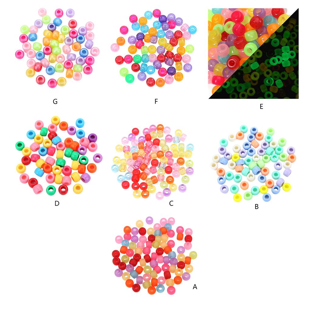 200pcs Round Colorful Acrylic Hair Beads Glow In the Dark for Kids Girls Braids and Women Fashion Hair Accessories