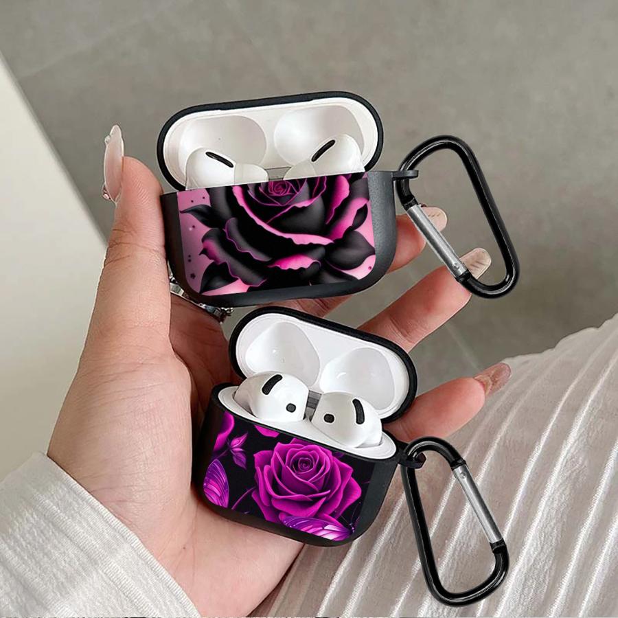 Черный чехол-роза для Airpods Pro3 Pro2 2 4 Pro 3 1 Чехлы для наушников Обложка