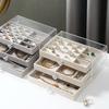 Dustproof Acrylic Jewelry Organizer Stackable Drawer Jewelry Box 3 Layers Jewelry Box  Bedroom
