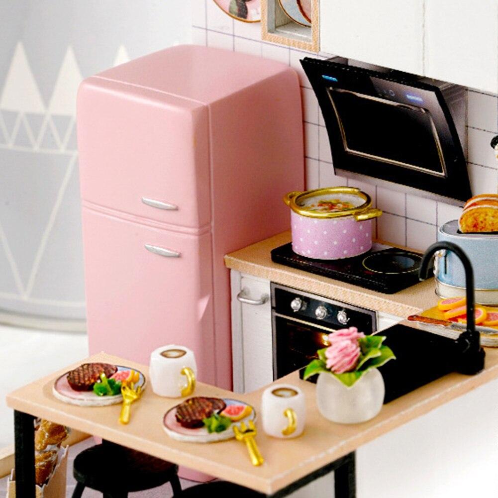 Детский Домик Миниатюрный Кукольный Домик DIY Маленький Домик Набор Комната для Творчества Игрушки Домашние Декорации Спальни с Мебелью Деревянное Ремесло
