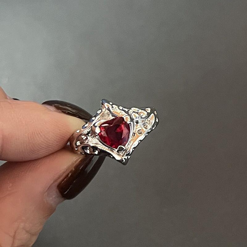 Y2K Кольца с кристаллами Kpop Сердце Регулируемое кольцо Неправильная геометрия Панк Винтажные кольца Набор для женщин и девочек Новые модные украшения