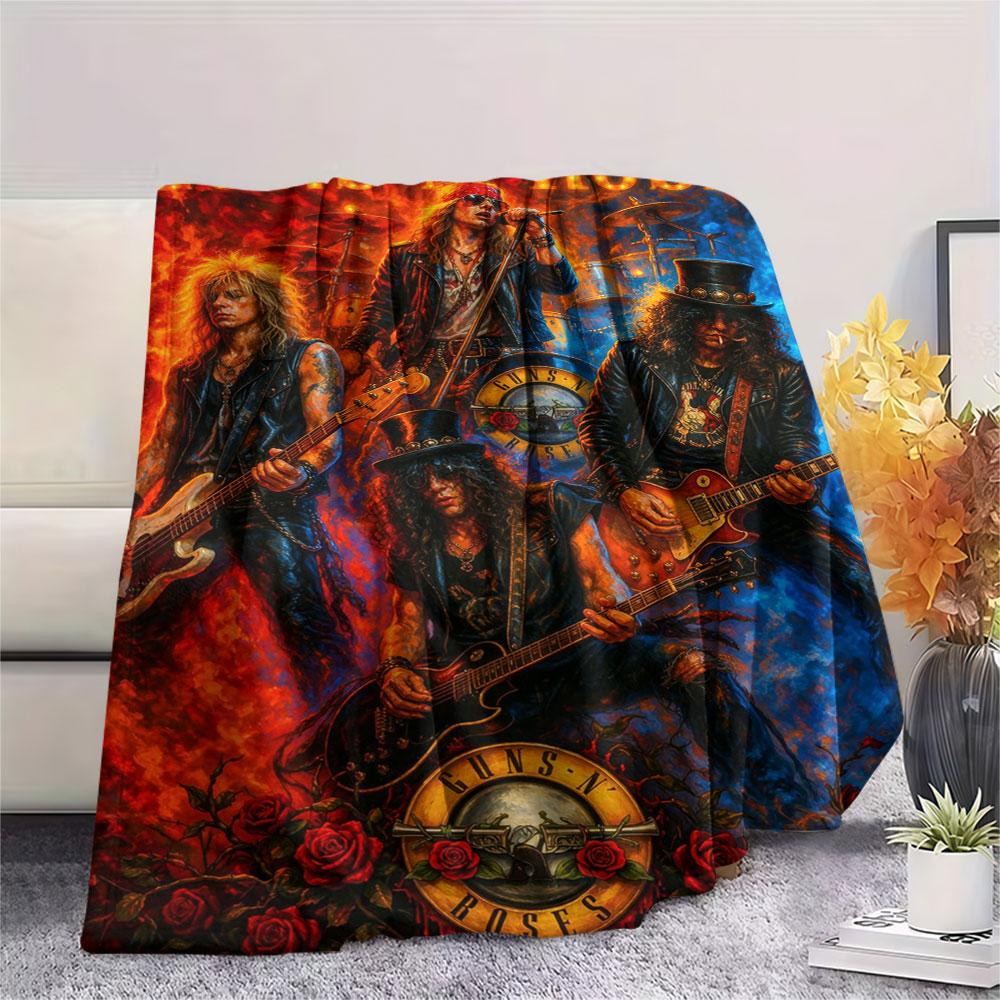 Guns N' Roses Rock band printing Flannel Blanket Bedroom Sofa Camping Warm blanket Gifts for family and friends-MJ001